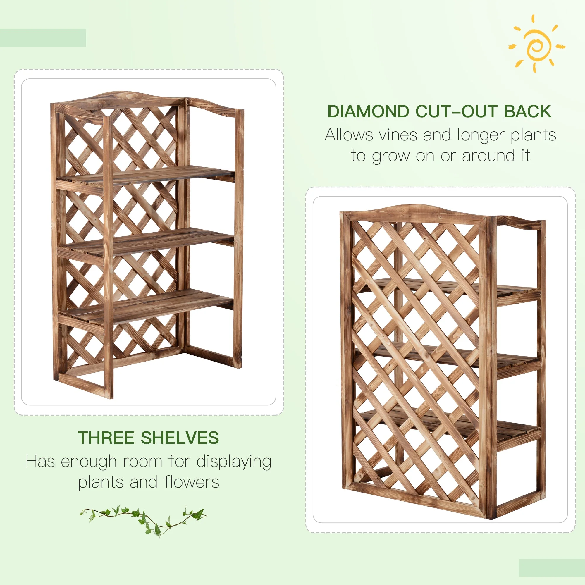 3-Tier Wooden Plant Stand Shelf - Image 6