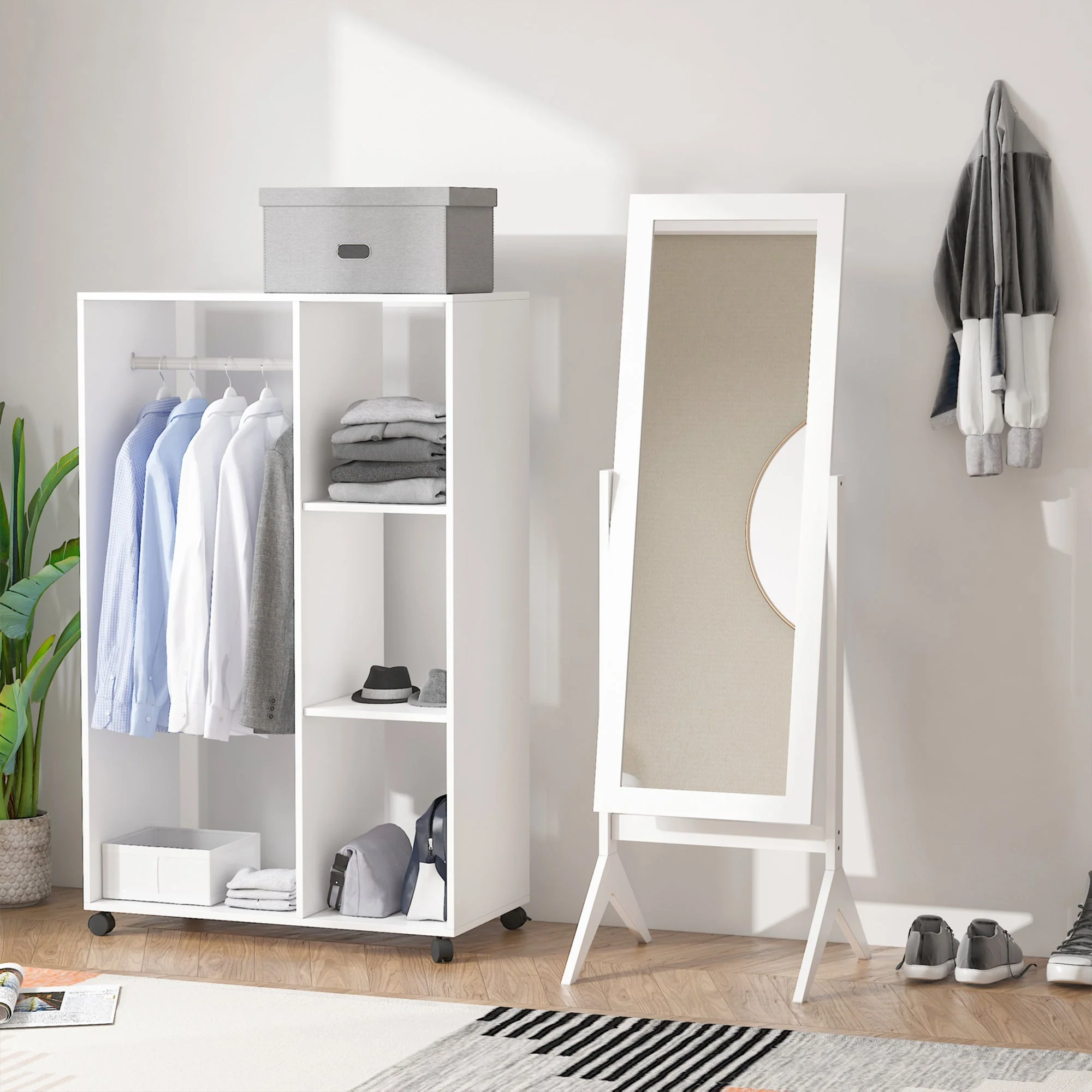 Homcom Freestanding Dressing Mirror Bedroom Tall Adjustable Angle 148x47cm White - Image 7